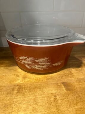 Vintage Pyrex red brown Wheat Pattern